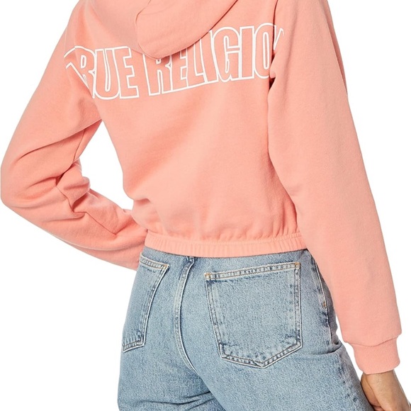 TRUE RELIGION Pink Hooded Sweatshirt with Logo - Picture 2 of 3